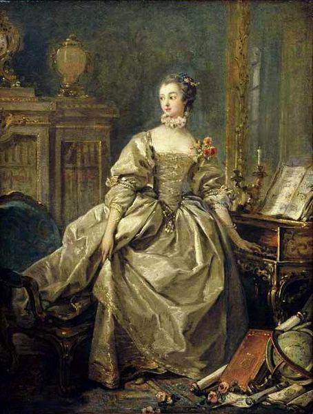 Francois Boucher Madame de Pompadour, la main sur le clavier du clavecin (1721-1764) oil painting image